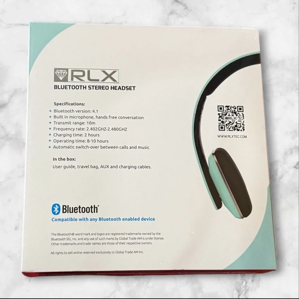 RLX Bluetooth Stereo Headset - MINT GREEN - New, sealed in box!